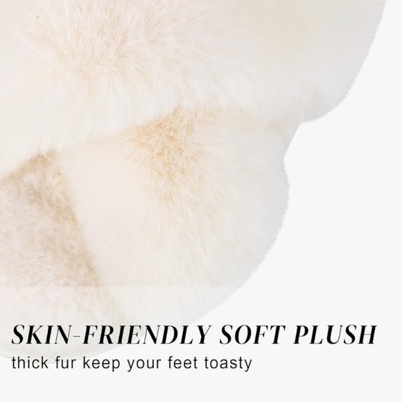 Parlovable Memory Foam Fuzzy Cross Band Comfy Slippers Open Toe - White 9-10 NWT - Picture 2 of 7